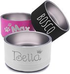 My Personal Memories Custom Personalized Stainless Steel Dog or Cat Bowl for Water and Food - Engraved Pet Bowl with Non Slip Bottom (Large - 64 Ounces, White)