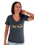 NCAA West Virginia Mountaineers Womens Premium V-neck Tri Blend T Shirt, West Virginia Mountaineers Navy, Large