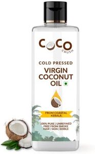 COCO CRUSH Virgin Coconut Oil for Nourishing Hair and Body Massage - Cold Pressed and 100% Pure Natural Formula for Women, Men, and Babies - with Soothing Coconut Fragrance (200 ml)
