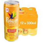 Rubicon Spring 12 Pack Orange Mango, Sparkling Spring Water with Real Fruit Juice & Natural Flavours, Only 9 Calories - 12 x 330ml Multipack Cans