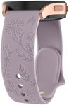 Flower Pattern Strap compatible for Garmin Vivoactive 5/3/3 Music,Venu Sq/Sq Music/Sq 2/Sq 2 Music,Venu/Venu 2 Plus Women Men, 20mm Fashionable Adjustable Silicone Replacement Strap (Lavender grey)