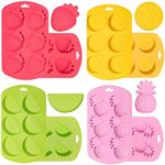 Whaline 4 Pack Fruit Shaped Silicone Mold Pineapple Orange Watermelon Strawberry Chocolate Candy Baking Mould 3D Summer Fruit Ice Mold for DIY Jelly Fondant Soap Gummy Cake Cupcake Topper Decoration