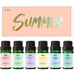 MitFlor Summer Fragrance Oils, Premium Scented Oils for Diffuser, Soap Making, Summer Aromatherapy Oil Gift Set, Candle Making Scents, Ocean, Midsummer Night, Watermelon and More Fresh Scents, 6x10ml