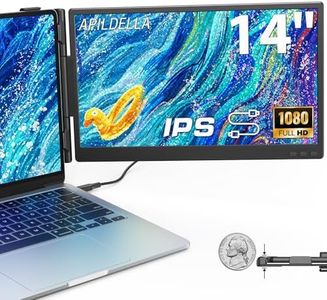 APILDELLA 14'' Dual Laptop Screen Extender, 1080P FHD Laptop Extended Monitor Portable with Speaker, Plug-Play Second Monitor for 13-16'' Laptops, Work with Mac, Window, Chrome