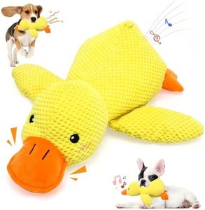 VOXGET Dog Calming Duck Toy, 2025 New Interactive Plush Duck Toy with Quack Sound and Crazy Crinkle for Chewers, Soft Stuffed Calming Pillow for Indoor Dogs Puppy -Yellow, 17.7"x14.9"(L)