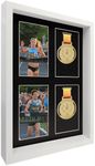 MedalAwardsRack Shadow Box Display (4 Medals) - Marathon, Triathlon, and More