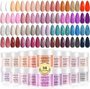 Lavender Violets 36 Colours Dip Nails Powder Blue Green Pink Red and Purple All Seasons Glitter Dipping Nail Powder Set for Beginners and Professionals DIY Manicure No Need UV Lamp M952