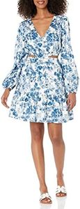 The Drop Women's Sita Short Cutout Cotton Sateen Dress, Blue Floral, 2X, Plus Size