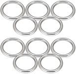 Abimars 2" Seamless Metal O Ring, 10 Pack 304 Stainless Steel Rings Load 320lbs, Solid, Heavy Duty Multi-Purpose Metal O-Ring for Macrame,Dog Leashes