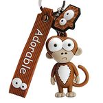 HSYHERE Boys Men Girls Women Creative Novelty Ugly Big Small Eyes Funny Soft TPU Silicone Rubber Zoo Animals Pendant Strap Keychain Key Ring Holder Clip -Brown Monkey