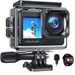 WOLFANG Action Camera 4K 20MP WiFi GA120, 40M Waterproof Underwater Camera for Snorkeling, 170° Wide Angle Dual Screen Vlogging Camera with External Microphone, Remote Control