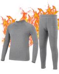 Roadbox Childrens Thermal Base Layer Fleece Lined Long Sleeve Top & Tights Compression Running Base Layer for Gym Training Grey