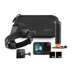 GoPro Hero12 Black Bundle Pack - Includes 2 Enduro Batteries,The Handler (Floating Hand Grip),Optical Zoom Head Strap 2.0,Curved Adhesive Mount,Mounting Buckle+Thumb Screw,USB-C Cable,Carrying Case