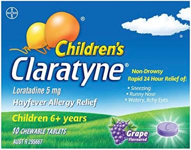 Claratyne Children'S Hayfever & Allergy Relief Antihistamine for 24 Hour Non-Drowsy Relief of Sneezing, Runny Nose, Itchy, Watery Eyes Grape Chewable, Tablets 10 Pack