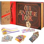 Our Adventure Book Handcrafted 11.92 x 7.62" Leather-Bound Scrapbook with 80 Pages, Embossed Lettering, Inspired by 'Up', Ideal for Photos, Weddings&Travel Memories Gift Box Included (Handmade Book)