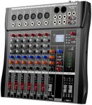 Professional DJ Audio Mixer - NEW BAXS 6 Channel DJ Bluetooth Controller Sound Mixer,USB Interface,6 XLR Mic/Line Input,AUX,FX Processor MP3 Player,+48V Phantom For Karaoke Studio Streaming Recording