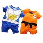 IURNXB 2-Pack Baby Rompers Boys Girls Cute Newborn Toddler Cotton Infant Onesie Cartoon Cosplay Clothes (Blue/Orange, 0-3 Months)