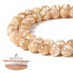 BEADNOVA 8mm Natural Mother Of Pearl Nacre Conch Shell Gemstone Round Loose Beads for Jewelry Making (45-48pcs)