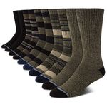 Nautica Men's Dress Socks - Lightweight Crew Socks (10 Pack), Brown / Khaki, Medium