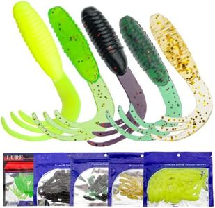 Gefischtter 100PCS Soft Fishing Lures Plastic Grub Tail Bait Worm Lure Swimbaits Tubes Baits for Bass Trout Saltwater Freshwater Fishing Kit