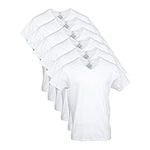 George Men's V-Neck T-Shirts, 6-Pack, White, Medium