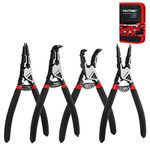 HAUTMEC 4PCS High Leverage Snap Ring Pliers Set,7 inches Internal/External Heavy Duty Circlip Pliers HT0280