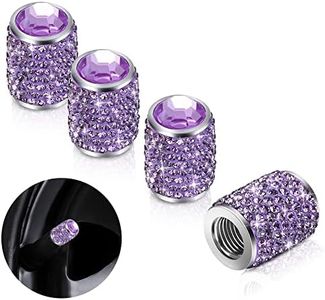 Bling Tire Stem Valve Caps, Crystal Tire Caps Shinny Rhinestone Universal Car Dustproof Tire Valve Caps for Car SUV Motorcycle Bicycle Truck (Purple)