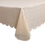 Kuber Industries Dining Table cover 6 Seater|Table Cloth|Table Cover for Home, Restaurant| Zig Zag Design Cotton|Cream