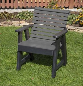 ECOMMERSIFY INC Dark Gray-Poly Lumber ROLL Back Poly Resin 2 FEET Patio Garden Chair Heavy Duty Everlasting PolyTuf HDPE - Made in USA - Amish Crafted