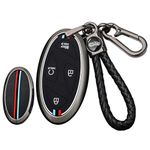 ontto 5-button Car Key Fob Cover Fit for Hyundai 2023 2024 Key Remote,Metal and Silicone Key Case Full Protection Key Shell Fit for Hyundai Ioniq 6 Grandeur GN7 Kona Elantra Accessories Black