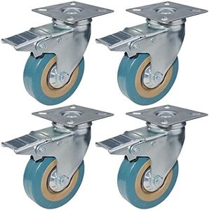 AcbbMNS 4Pcs 3 inch Caster Wheels with Brake, Heavy Duty Swivel Castors No Noise for Furniture Workbench Trolley