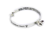 Fashionable ID Medical Alert Bracelet for Women and Girls with Free Engraving, Choose Quality, Stylish Custom Made in Sterling Silver Personalized with CZ Charm in Your Colour of Choice