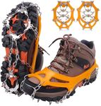 WIN.MAX Crampons for Shoes, Traction Cleats Ice Snow Grips with 19 Stainless Steel Spikes, Shoe Talons Anti - Slip Boots Spikes for Walking, Jogging, Climbing and Hiking (Yellow, L)