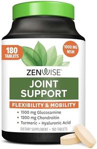 Zenwise Glucosamine Chondroitin Sulfate MSM Curcumin - Joint Support Supplement with Hyaluronic Acid for Extra Strength Relief - Natural Health & Mobility Support for Pain, Aches & Soreness (180 Count)