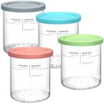 SLLFLY Creami Deluxe Ninja Pints and Lids 4 Pack,Compatible with Ninja Creami 11-in-1 NC501 NC500 Series Deluxe Ice Cream Maker,24oz Deluxe XL Cups(Blue,Pink,Grey,Green)