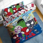 Sunny Side Up Marvel Spidey & His Amazing Friends Full Comforter Set - 7 Piece Kids Bedding Includes Comforter, Sheets & Pillow Cover - Super Soft Superheroes Microfiber Bed Set