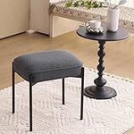 YOUNIKE Ottoman Fabric Footrest Tufted Lamb Fleece Vanity Stool Upholstered Dressing Stool for Makeup Room Living Room Square Footstool with Black Matte Metal Legs for Entryway, Dark Grey