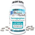 Serrapeptase Enzyme, High Potency 120000 Units (SPU), 200-Day Supply, Delayed Release Vegetarian Capsules (DRcaps) For Maximum Absorption