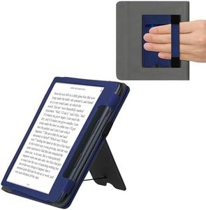 kwmobile Case Compatible with Kobo Sage - Cover Faux Nubuck Leather e-Reader Flip Case - Dark Blue