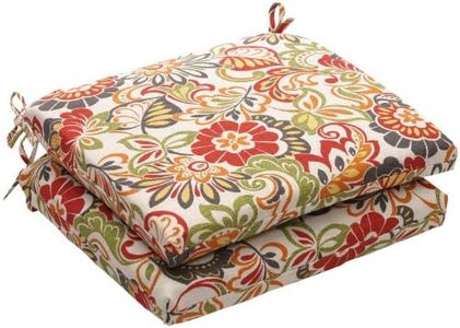 Pillow Perfect Indoor/Outdoor Multicolored Modern Floral Square Seat Cushion, 2-Pack