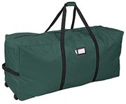 ProPik Rolling Christmas Tree Storage Bag, Fits Up to 7.5 Ft. Tall Disassembled Tree, 22" H X 16" W X 50" L, Large Heavy Duty Xmas Storage Container with 2 Wheels & Handles, 600D Oxford (Green)