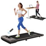 Bigzzia Treadmills for Home, 2 in 1 Under Desk Treadmill Portable Walking Running Pad with Remote Control and LED Display for Home Office Gym Use, Installation-Free (Grey)