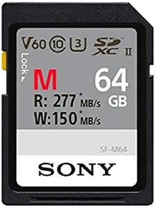 Sony M Series SDXC UHS-II Card 64GB, V60, CL10, U3, Max R277MB/S, W150MB/S (SF-M64/T2), Black