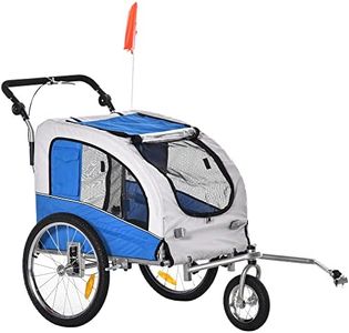 Aosom Dog Bike Trailer 2-in-1 Pet Stroller with Canopy and Storage Pockets, Blue
