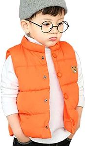 LANDUNSI Baby Boys Girls Puffer Vest Winter Warm Lightweight Toddler Vest Outerwear High Neck Cute Sleeveless Jacket, Orange, 5T