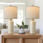 G-SAFAVA 20.25" Small Table Lamps Set of 2 Modern Ceramic Lamps for Living Room Farmhouse Bedside Lamps Boho Lamps for Night Stands White Bedroom Lamps Side Table Lamps End Table Lamps