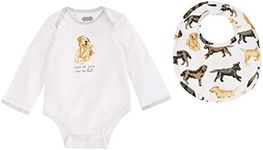 Mud Pie Yellow Lab Dog Print Baby Crawler & Bib Set , 2 Piece Set