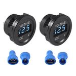 AEDIKO 2pcs DC 12V Car Voltage Gauge LED Display Waterproof Voltmeter Digital Round Panel Voltmeter Compatible with Vehicle Motorcycle Truck ATV UTV Car Boat