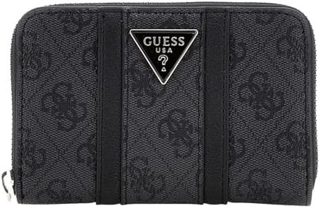 GUESS Women's Noreen, Medium Zip Around Wallet, Coal Logo, One Size