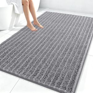 Smiry Bathroom Rugs Mat 84x60, Extra Soft Absorbent Chenille Bath Rugs, Non Slip Rubber Backing Machine Washable Quick Dry Bath Mats for Bathroom Floor, Tub, Shower, Home Decor Accessories, Grey